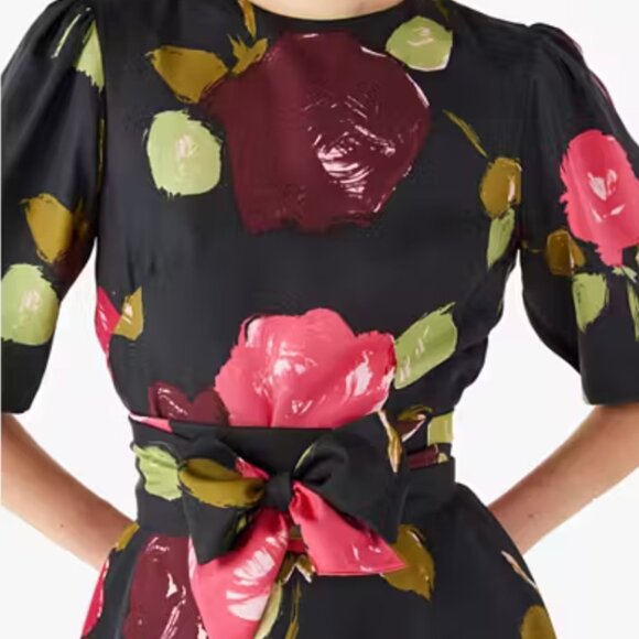 Kate Spade Brushy Roses Silk-Blend Twill Belted Dress NEW size 8 (retail $358) - Picture 5 of 8